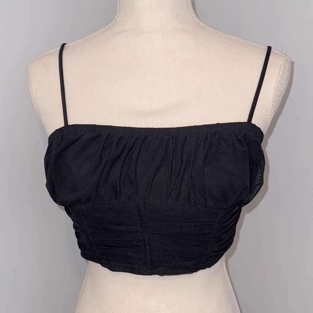 PrettyLittleThing Black Ruched Bustier Camisole
